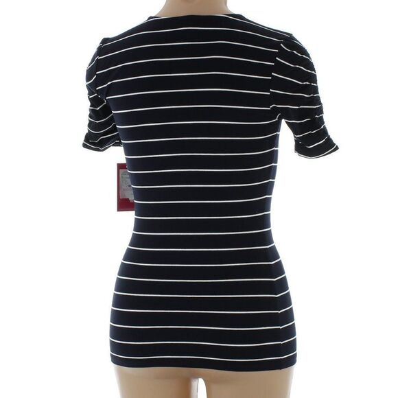 Vince Camuto Mystic Blooms Navy Striped Top NWT - Picture 5 of 9
